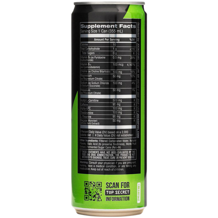 Supplement Facts label for JOCKO FUEL Discipline GO Energy Drink Sour Apple