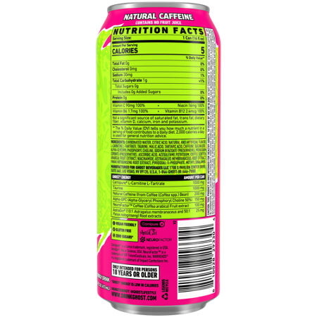 GHOST Energy Drink Zero Sugar WarHeads Sour Watermelon can view 3