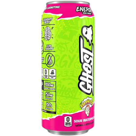 GHOST Energy Drink Zero Sugar WarHeads Sour Watermelon 16 Fl Oz view 5