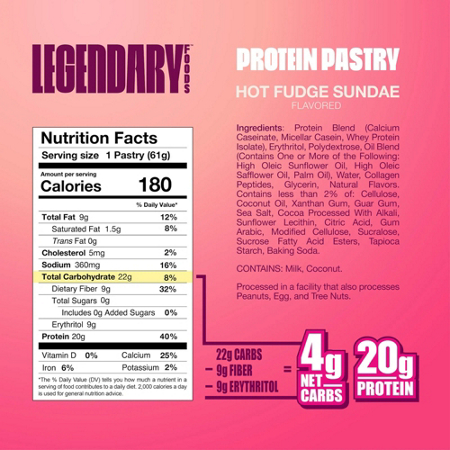 Legendary Foods Protein Pastry Hot Fudge Sundae label