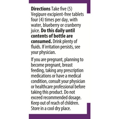 Directions for Vibrant Health UT Vibrance with D-Mannose Tablets