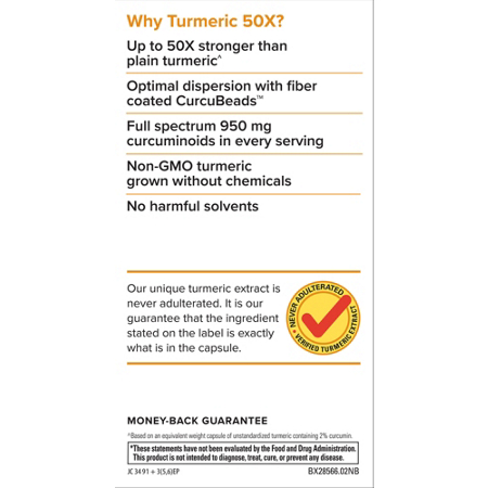 Turmeric 50X label for Terry Naturally Extra Strength capsules