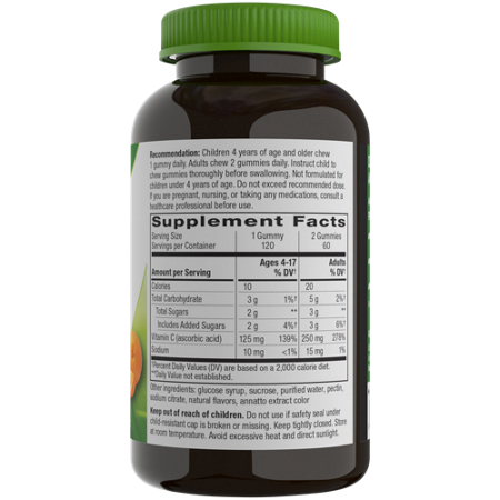 Vitamin C Gummies Supplement Facts Label - Nature's Way