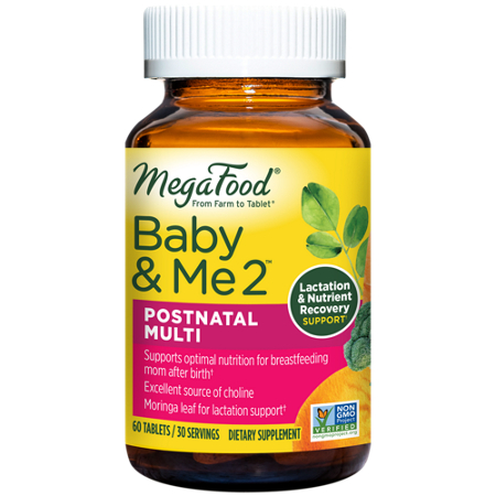 Megafood Baby & Me 2 Postnatal Multivitamin tablets bottle front