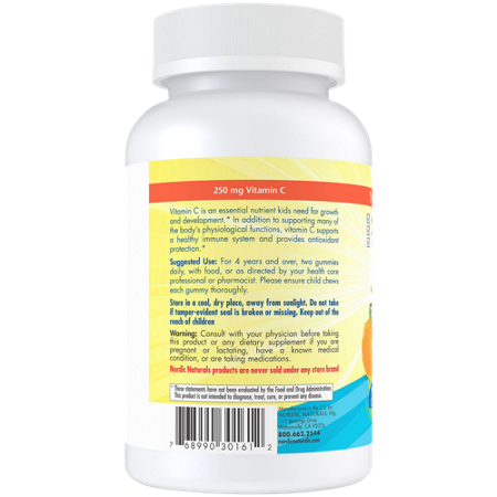 Nordic Naturals Vitamin C Gummies 250 MG bottle back