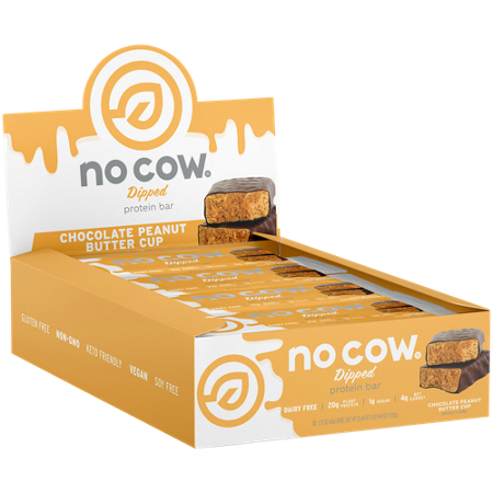 No Cow Dipped Chocolate Peanut Butter Cup display box front