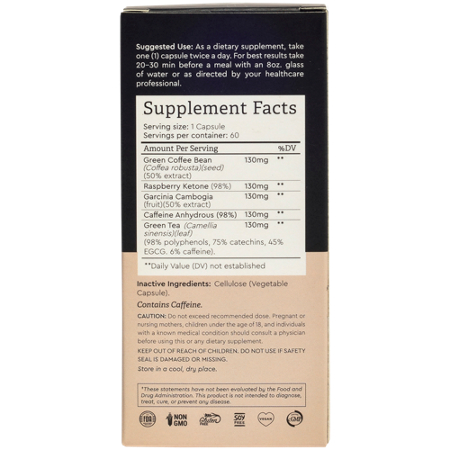 Supplement Facts label for Appetite Suppressant Capsules