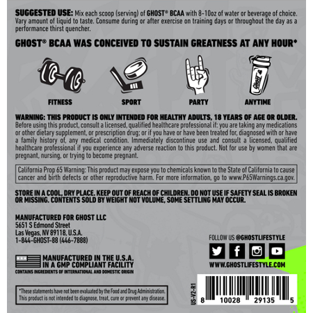 GHOST BCAA SOUR PATCH KIDS BLUE RASPBERRY label view 4