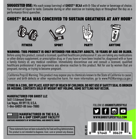 Directions for GHOST BCAA SOUR PATCH KIDS WATERMELON