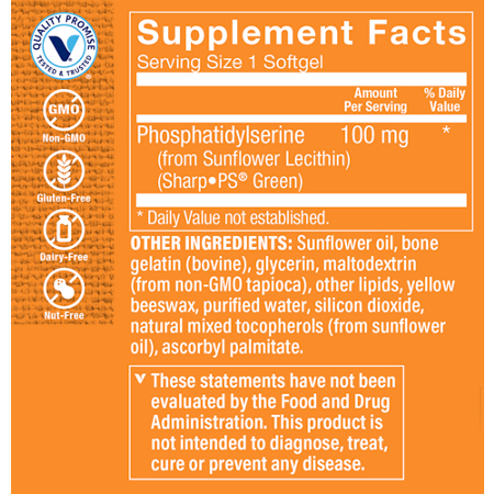 Sunflower Phosphatidylserine 100 MG Supplement Label