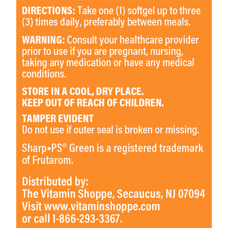 Directions for The Vitamin Shoppe Sunflower Phosphatidylserine Softgels 100 MG