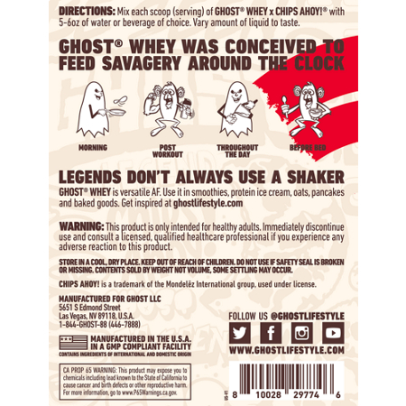 Directions for GHOST Whey Protein CHIPS AHOY