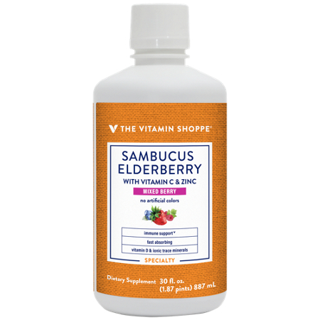 The Vitamin Shoppe Liquid Sambucus Elderberry bottle front