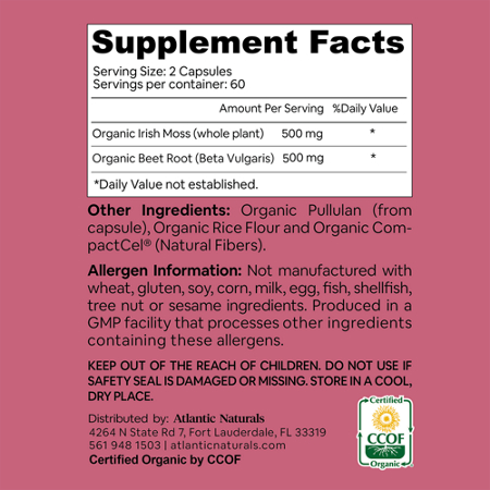 Sea Moss Superfood Capsules Supplement Facts Label