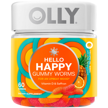Olly Hello Happy Gummy Worms jar front