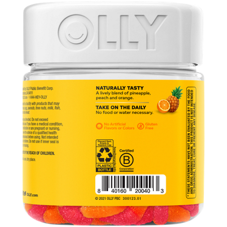 Olly Hello Happy Gummy Worms container back