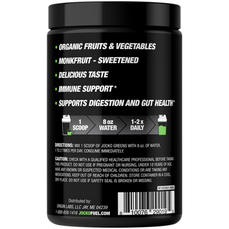 JOCKO FUEL Jocko Greens Superfood Powder Pineapple Coconut bottle back