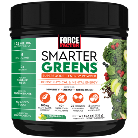 Force Factor Smarter Greens Superfoods Energy Powder jar front