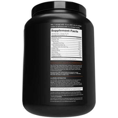 Supplement Facts label for Blessed Vegan Pea Protein Isolate Chocolate Mylk