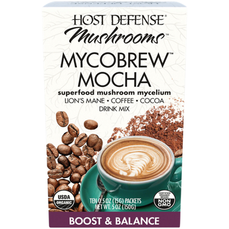 Host Defense Mushrooms MycoBrew Mocha Powder Mix box front