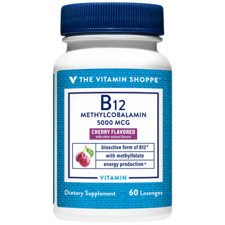 The Vitamin Shoppe Vitamin B12 Methylcobalamin 5000 MCG lozenges bottle front