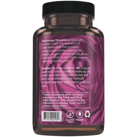 Reserveage Nutrition Resveratrol capsules bottle back