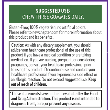 Directions for New Chapter Women's Multivitamin Gummy