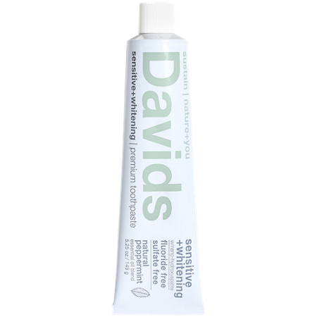 Davids Toothpaste Sensitive Whitening Natural Peppermint tube front
