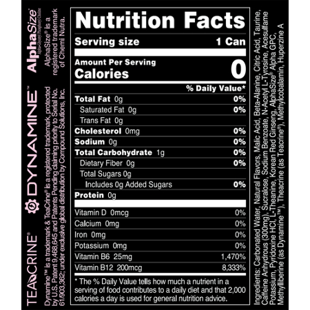 Supplement Facts label for Bucked Up Bucked Up Energy Drink Miami