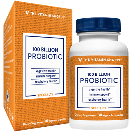 The Vitamin Shoppe Probiotic 100 Billion capsules & box front