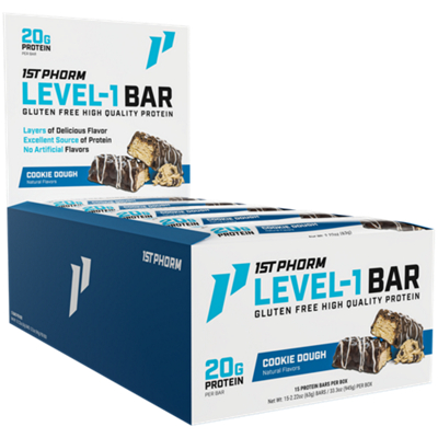Level-1 Protein Bar - 20g Protein - Cookie Dough (15 Bars)