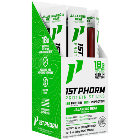 1st Phorm High Protein Sticks Jalapeno Heat box front