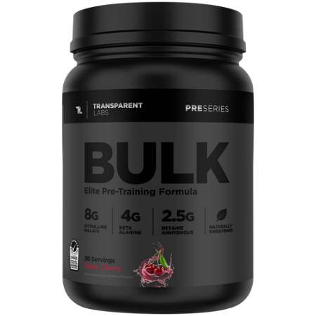 Transparent Labs Bulk Black Elite Pre-Training Formula container front