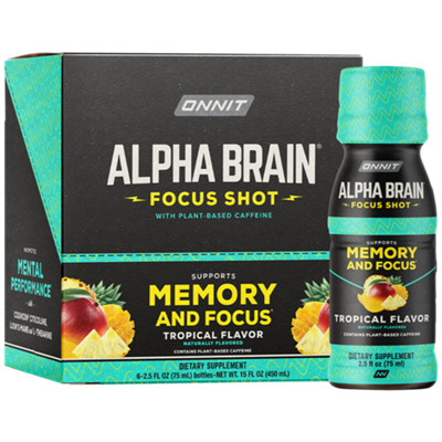 Alpha Brain Focus Shot with Lion’s Mane, L-Theanine, & Cognizin Citicoline – Tropical (6 2.5 fl. oz. shots)