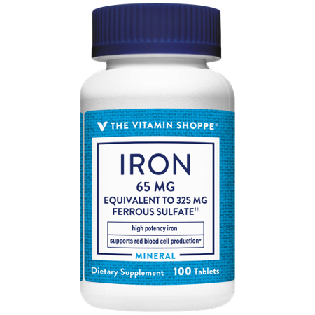 The Vitamin Shoppe High Potency Iron tablets 65 MG bottle front