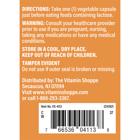 The Vitamin Shoppe Extra Strength Lactase Enzyme Capsules