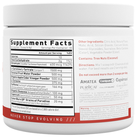 KAGED Clean Burn Supplement Facts: Orange Mango Flavor