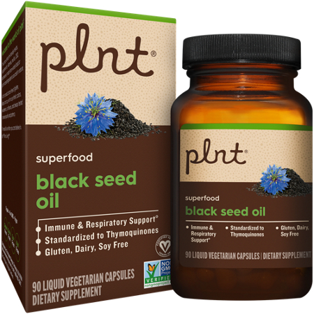 plnt Black Seed Oil capsules box and bottle front