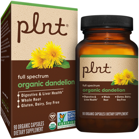 plnt Organic Dandelion Full Spectrum Whole Root box and bottle front