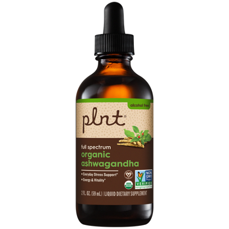 plnt Organic Liquid Ashwagandha bottle front