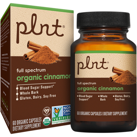 plnt Organic Cinnamon Full Spectrum capsules 60 MG box and bottle front