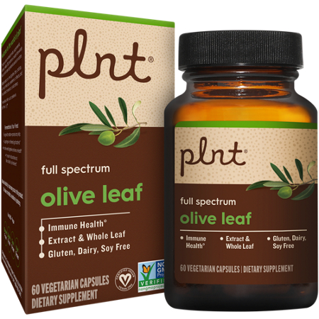 plnt Olive Leaf Full Spectrum box and bottle front