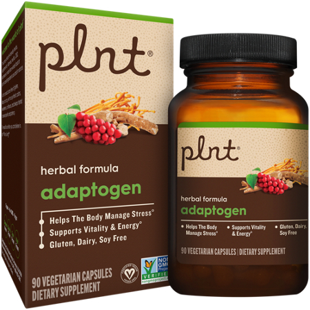 plnt Adaptogen Herbal Formula Vegetarian Capsules bottle front