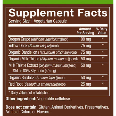 Liver Support Herbal Formula label with Milk Thistle