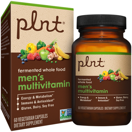 plnt Fermented Whole Food Men's Multivitamin box and bottle front