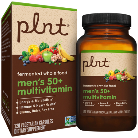 plnt Fermented Whole Food Mens 50 Plus Multivitamin box and bottle front