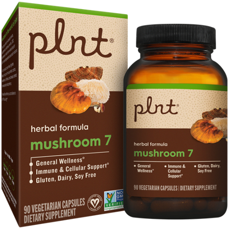 The Vitamin Shoppe plnt Mushroom 7 capsules box and bottle front