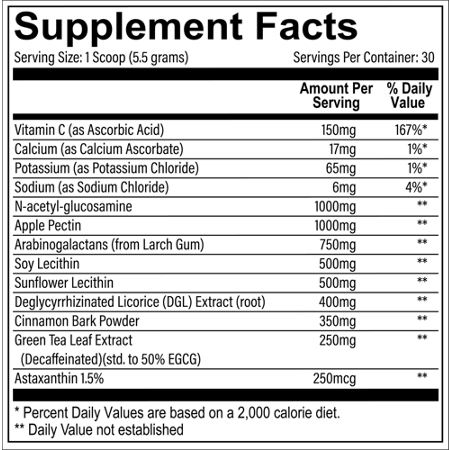 Revive MD GI+ Powder Supplement Facts Label