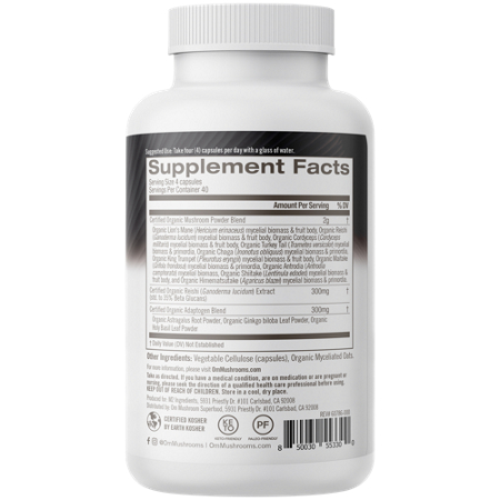 Supplement Facts label: Om Organic Mushrooms Master Blend