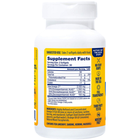 Omega 3 Fish Oil Supplement Label for Heart Health